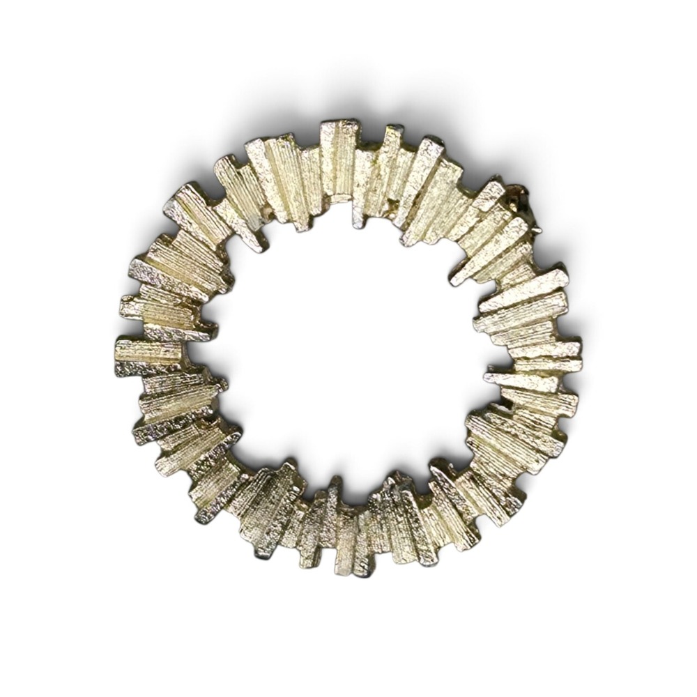 Brutalist Wreath Brooch Women OS GoldTextured Sunburst Pin